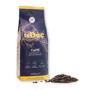 confezione da 1 kg di caffè isDec caffè in grani decerato e decaffeinato